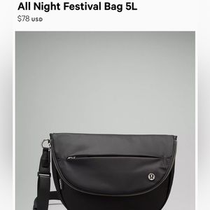 Lululemon all night festival bag 5L